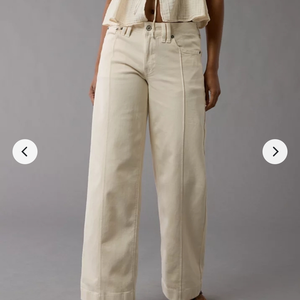 Cream Wide-Leg Pants